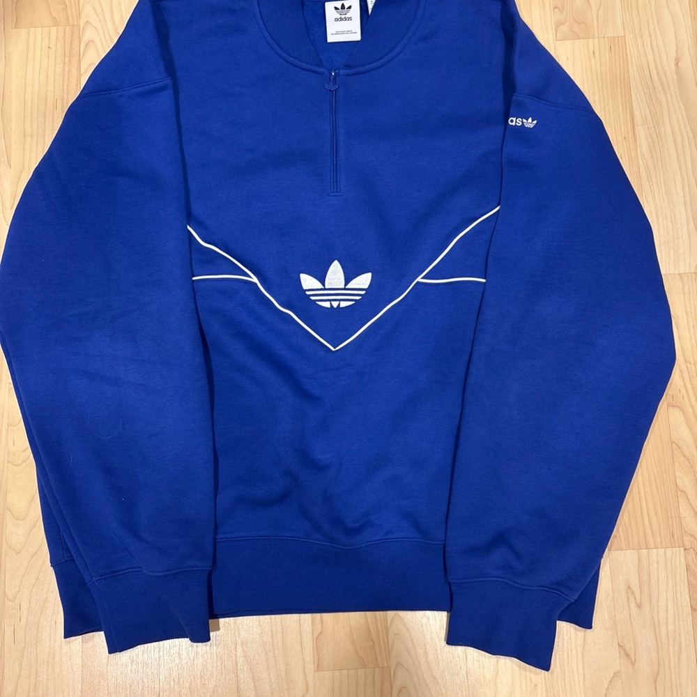 Rare Adidas unisex Royal Blue Zip-Up Sweater retro